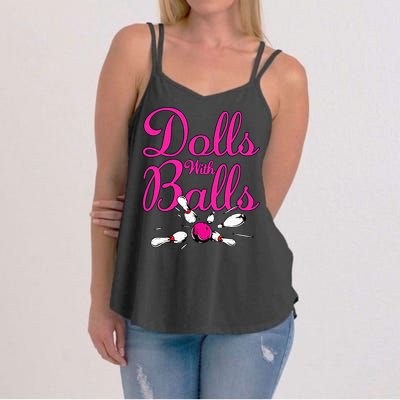 Dolls With Balls Funny Women Bowling Team Name Women's Strappy Tank