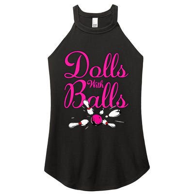 Dolls With Balls Funny Women Bowling Team Name Women’s Perfect Tri Rocker Tank