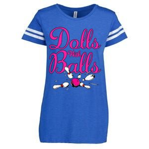 Dolls With Balls Funny Women Bowling Team Name Enza Ladies Jersey Football T-Shirt