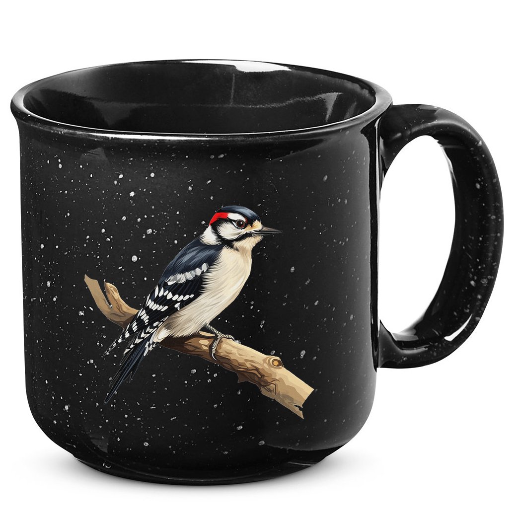 Downy Woodpecker Bird Lover Illustration 15oz Campfire Ceramic Mug