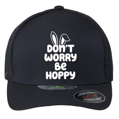 Don't Worry Be Hoppy Easter Bunny Holiday Flexfit Unipanel Trucker Cap