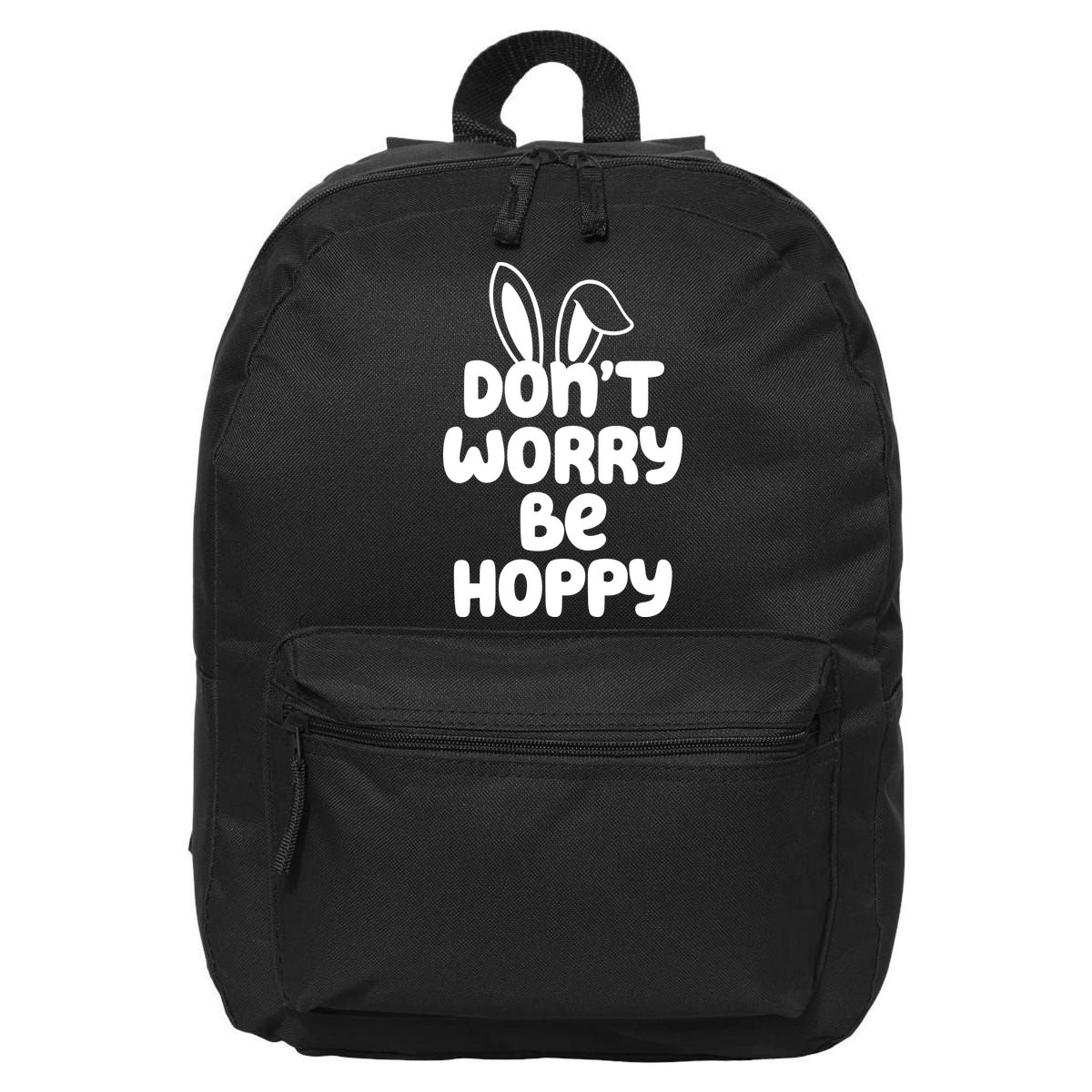 Don't Worry Be Hoppy Easter Bunny Holiday 16 in Basic Backpack
