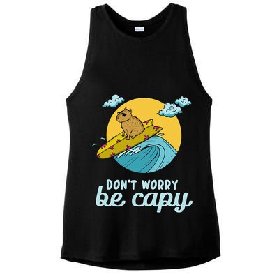 Don't Worry Be Capy Rodent South American Capybara Ladies PosiCharge Tri-Blend Wicking Tank