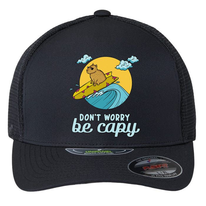 Don't Worry Be Capy Rodent South American Capybara Flexfit Unipanel Trucker Cap