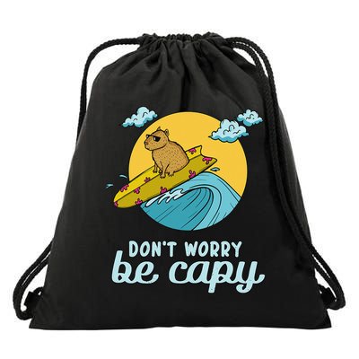 Don't Worry Be Capy Rodent South American Capybara Drawstring Bag