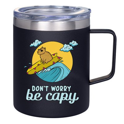 Don't Worry Be Capy Rodent South American Capybara 12oz Stainless Steel Coffee Mug