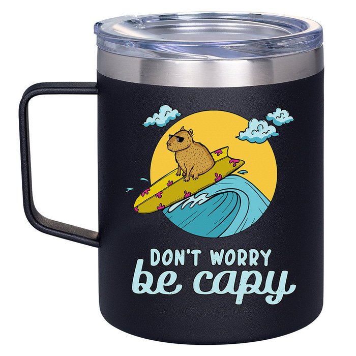 Don't Worry Be Capy Rodent South American Capybara 12oz Stainless Steel Coffee Mug