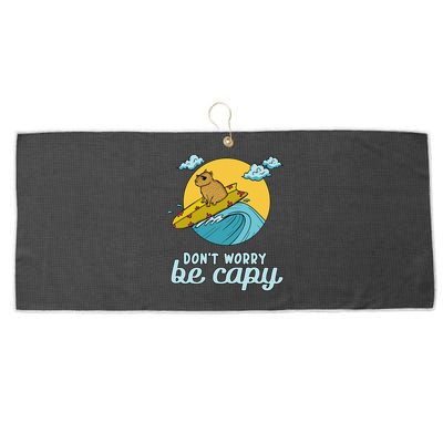 Don't Worry Be Capy Rodent South American Capybara Large Microfiber Waffle Golf Towel