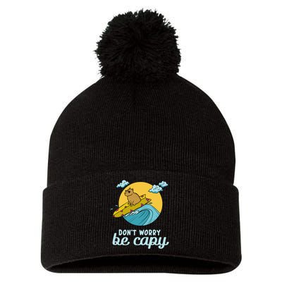 Don't Worry Be Capy Rodent South American Capybara Pom Pom 12in Knit Beanie