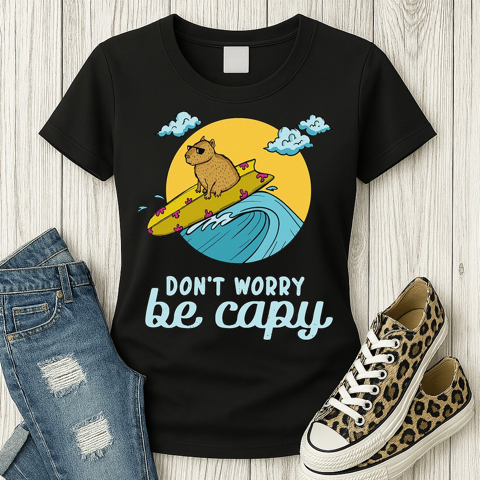 Don't Worry Be Capy Rodent South American Capybara Womens T-Shirt