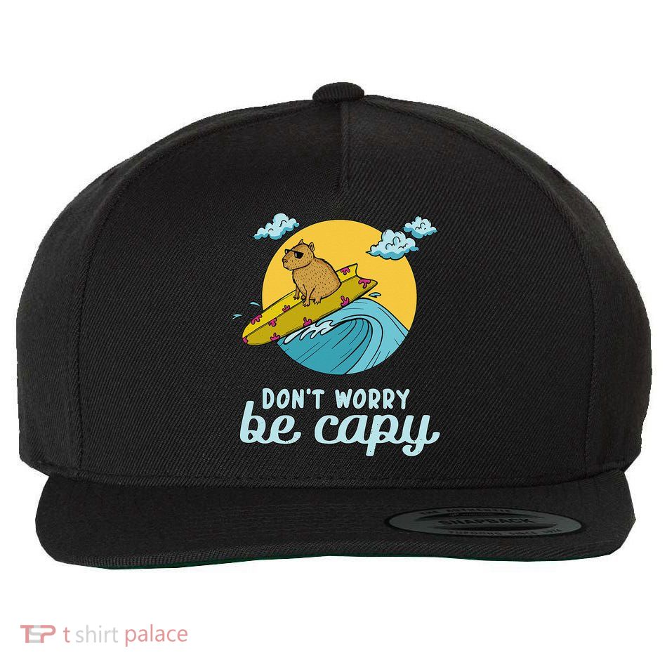 Don't Worry Be Capy Rodent South American Capybara Wool Snapback Cap