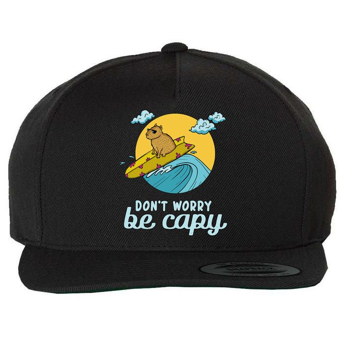Don't Worry Be Capy Rodent South American Capybara Wool Snapback Cap