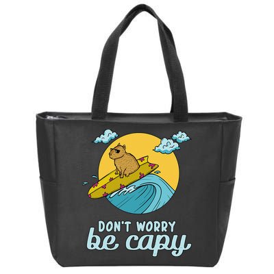 Don't Worry Be Capy Rodent South American Capybara Zip Tote Bag