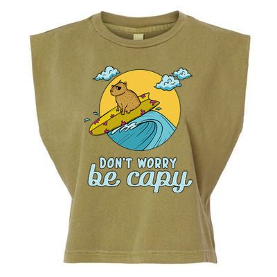 Don't Worry Be Capy Rodent South American Capybara Garment-Dyed Women's Muscle Tee