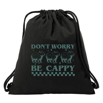 DonT Worry Be Cappy Funny Capybara Drawstring Bag