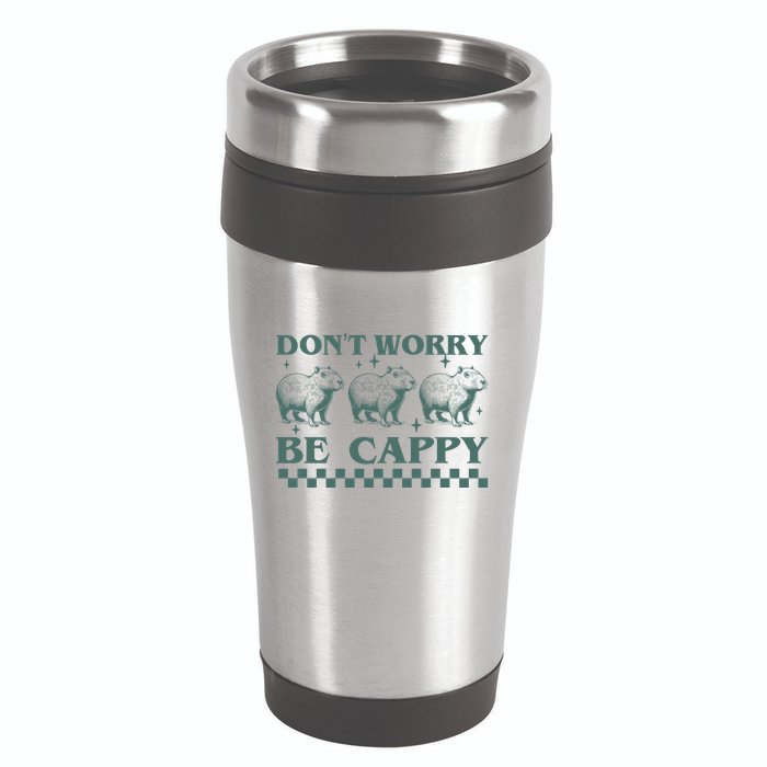 DonT Worry Be Cappy Funny Capybara 16oz Travel Tumbler