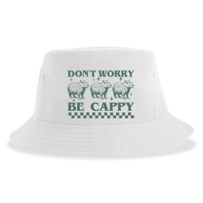 DonT Worry Be Cappy Funny Capybara Sustainable Bucket Hat