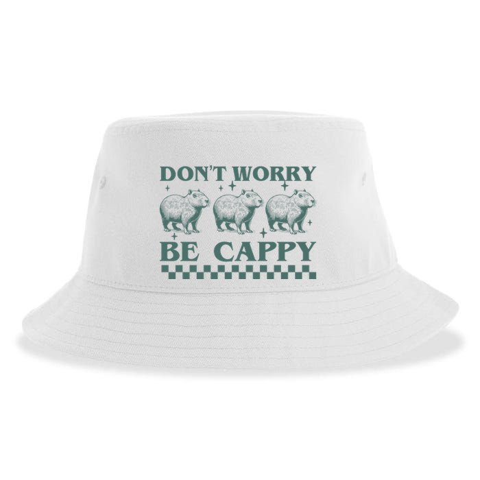 DonT Worry Be Cappy Funny Capybara Sustainable Bucket Hat