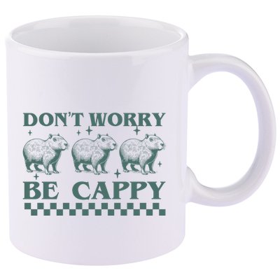 DonT Worry Be Cappy Funny Capybara 11oz C Handle Ceramic Mug