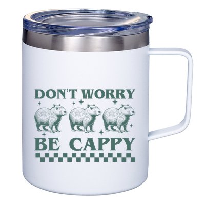 DonT Worry Be Cappy Funny Capybara 12oz Stainless Steel Coffee Mug