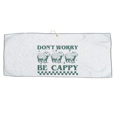 DonT Worry Be Cappy Funny Capybara Large Microfiber Waffle Golf Towel