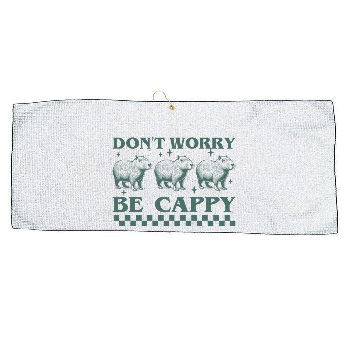 DonT Worry Be Cappy Funny Capybara Large Microfiber Waffle Golf Towel