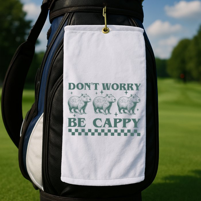 DonT Worry Be Cappy Funny Capybara Golf Towel
