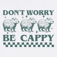 DonT Worry Be Cappy Funny Capybara Cropped Pullover Crew