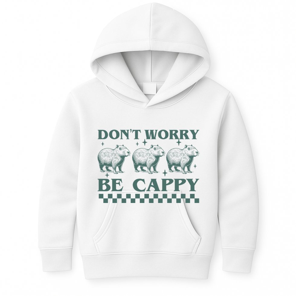 DonT Worry Be Cappy Funny Capybara Kids Hoodie