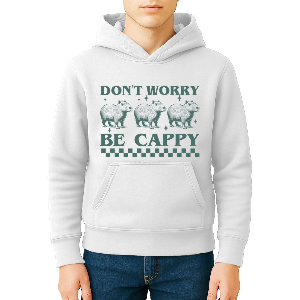 DonT Worry Be Cappy Funny Capybara Kids Hoodie