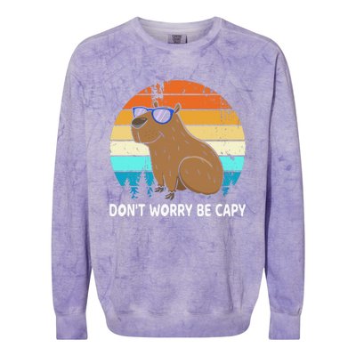 DonT Worry Be Capy Distressed Capybara Styles Animal Lover Colorblast Crewneck Sweatshirt