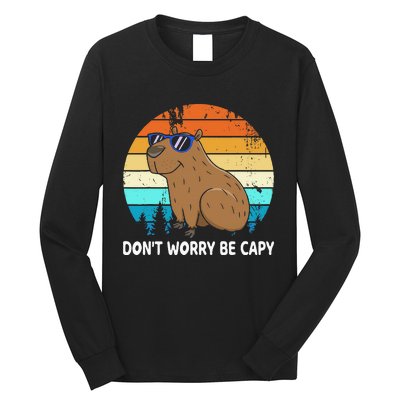 DonT Worry Be Capy Distressed Capybara Styles Animal Lover Long Sleeve Shirt