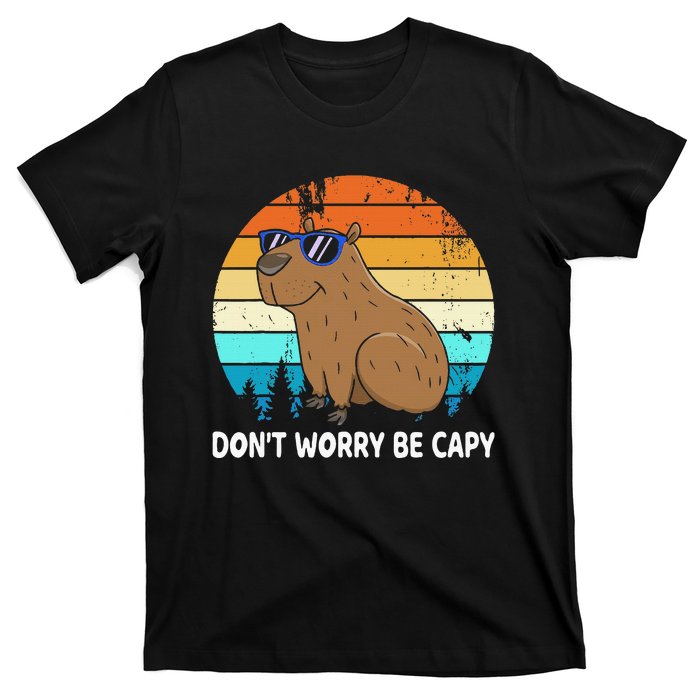 DonT Worry Be Capy Distressed Capybara Styles Animal Lover T-Shirt