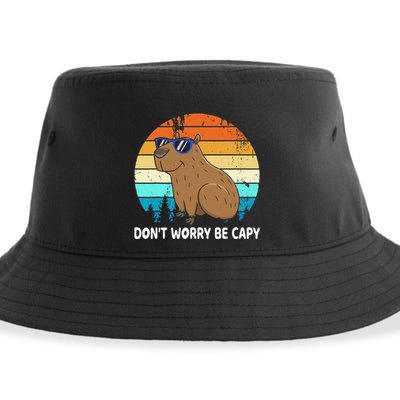 DonT Worry Be Capy Distressed Capybara Styles Animal Lover Sustainable Bucket Hat