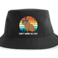 DonT Worry Be Capy Distressed Capybara Styles Animal Lover Sustainable Bucket Hat