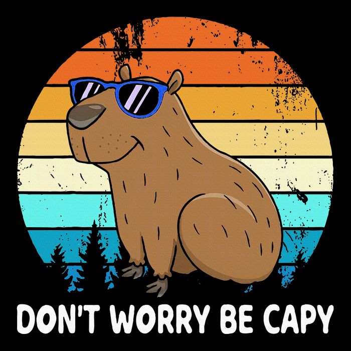 DonT Worry Be Capy Distressed Capybara Styles Animal Lover Sustainable Bucket Hat
