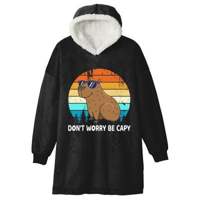 DonT Worry Be Capy Distressed Capybara Styles Animal Lover Hooded Wearable Blanket