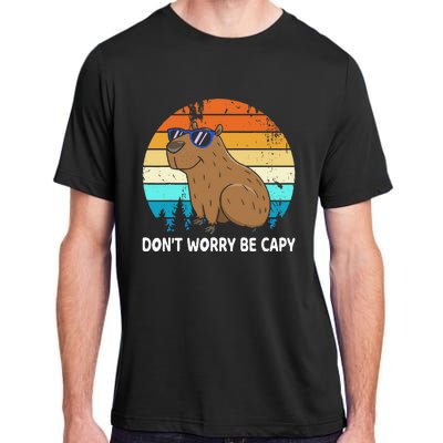 DonT Worry Be Capy Distressed Capybara Styles Animal Lover Adult ChromaSoft Performance T-Shirt