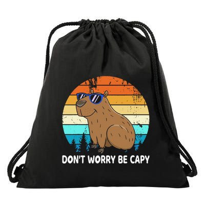DonT Worry Be Capy Distressed Capybara Styles Animal Lover Drawstring Bag