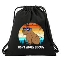 DonT Worry Be Capy Distressed Capybara Styles Animal Lover Drawstring Bag