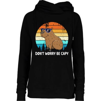 DonT Worry Be Capy Distressed Capybara Styles Animal Lover Womens Funnel Neck Pullover Hood