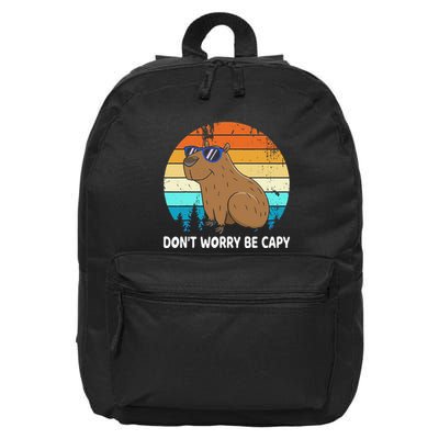 DonT Worry Be Capy Distressed Capybara Styles Animal Lover 16 in Basic Backpack