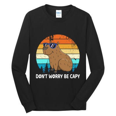 DonT Worry Be Capy Distressed Capybara Styles Animal Lover Tall Long Sleeve T-Shirt