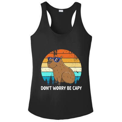DonT Worry Be Capy Distressed Capybara Styles Animal Lover Ladies PosiCharge Competitor Racerback Tank