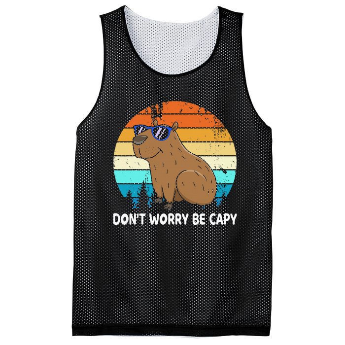 DonT Worry Be Capy Distressed Capybara Styles Animal Lover Mesh Reversible Basketball Jersey Tank