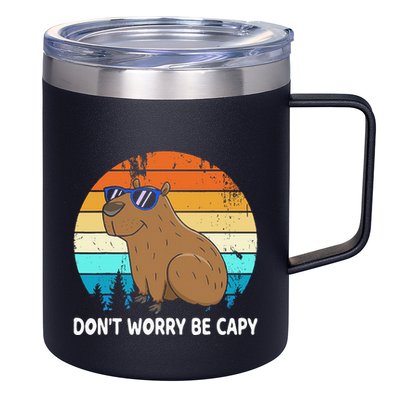 DonT Worry Be Capy Distressed Capybara Styles Animal Lover 12oz Stainless Steel Coffee Mug