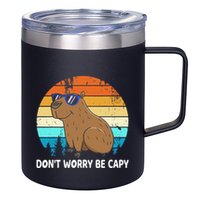 DonT Worry Be Capy Distressed Capybara Styles Animal Lover 12oz Stainless Steel Coffee Mug