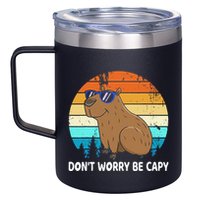DonT Worry Be Capy Distressed Capybara Styles Animal Lover 12oz Stainless Steel Coffee Mug
