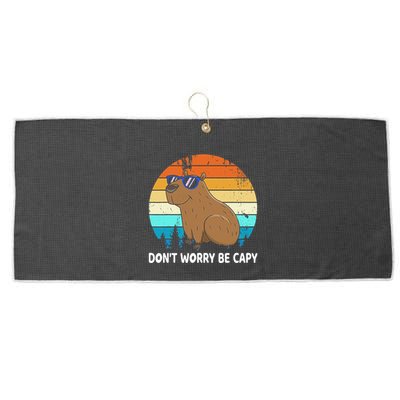 DonT Worry Be Capy Distressed Capybara Styles Animal Lover Large Microfiber Waffle Golf Towel