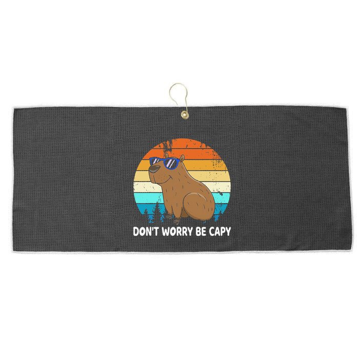 DonT Worry Be Capy Distressed Capybara Styles Animal Lover Large Microfiber Waffle Golf Towel